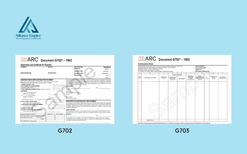 AIA contract documents: G702 and G703