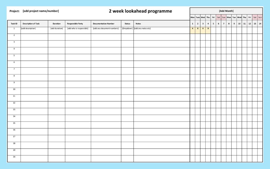 look ahead schedule: Look ahead schedule templates and software